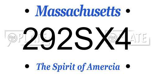 292SX4 Massachusetts License Plate