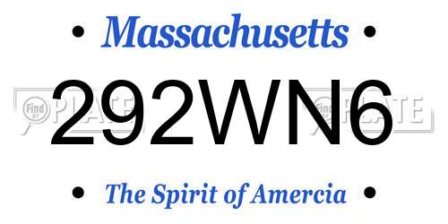 292WN6 Massachusetts License Plate