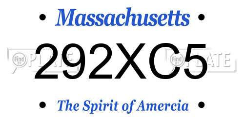 292XC5 Massachusetts License Plate