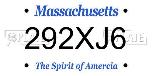 292XJ6 Massachusetts License Plate