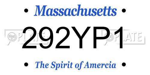292YP1 Massachusetts License Plate
