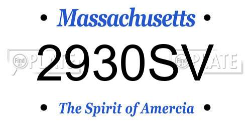 2930SV Massachusetts License Plate