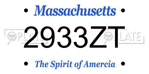 2933ZT Massachusetts License Plate