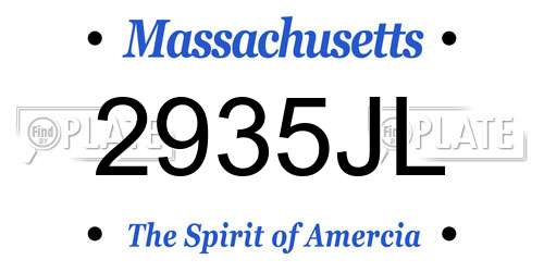 2935JL Massachusetts License Plate