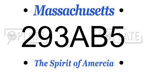 293AB5 Massachusetts License Plate