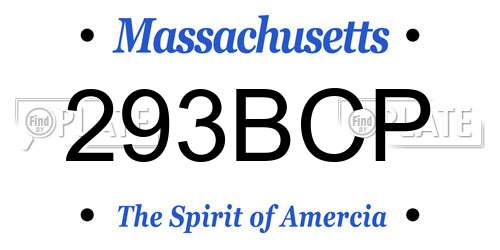 293BCP Massachusetts License Plate