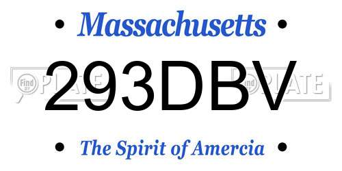 293DBV Massachusetts License Plate
