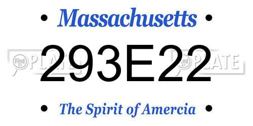 293E22 Massachusetts License Plate