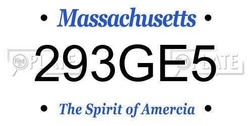 293GE5 Massachusetts License Plate