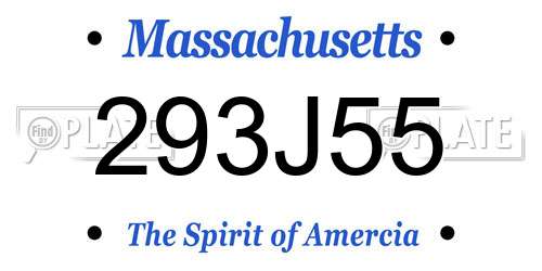 293J55 Massachusetts License Plate