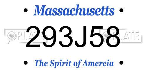 293J58 Massachusetts License Plate