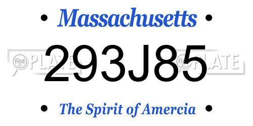 293J85 Massachusetts License Plate