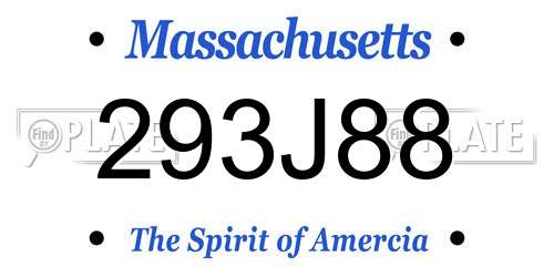 293J88 Massachusetts License Plate