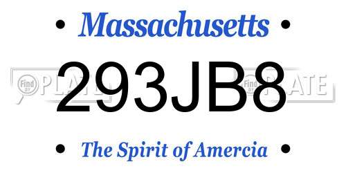 293JB8 Massachusetts License Plate