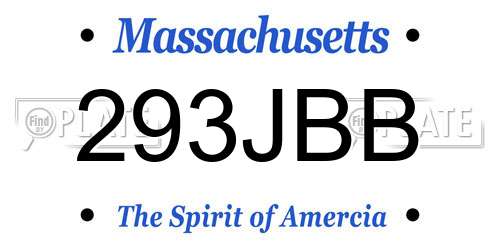 293JBB Massachusetts License Plate