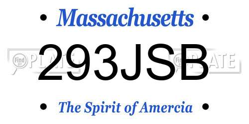 293JSB Massachusetts License Plate