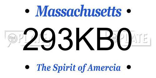 293KB0 Massachusetts License Plate