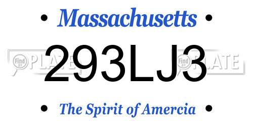 293LJ3 Massachusetts License Plate
