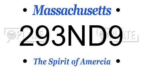 293ND9 Massachusetts License Plate