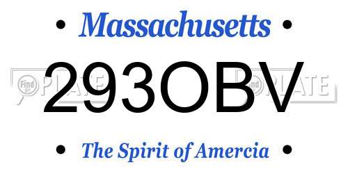 293OBV Massachusetts License Plate