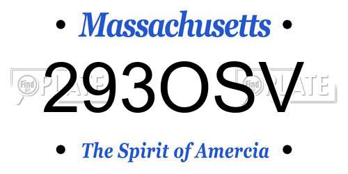 293OSV Massachusetts License Plate