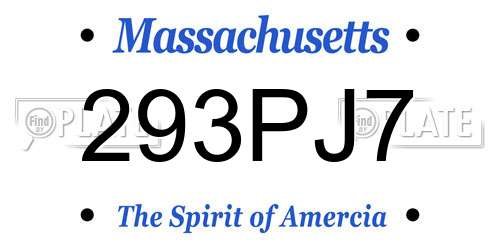 293PJ7 Massachusetts License Plate