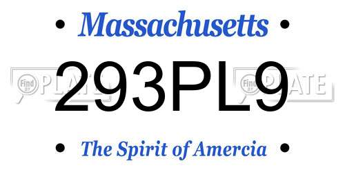 293PL9 Massachusetts License Plate