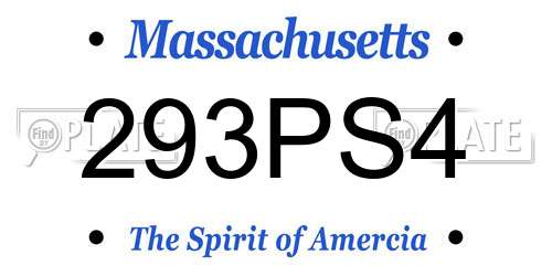 293PS4 Massachusetts License Plate