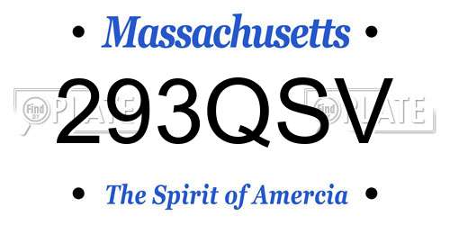 293QSV Massachusetts License Plate