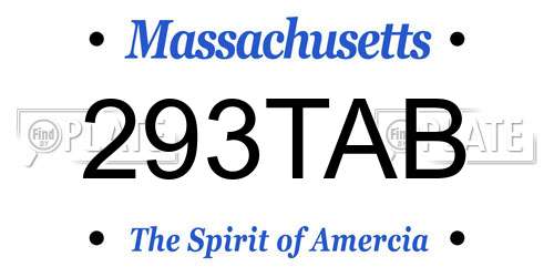 293TAB Massachusetts License Plate