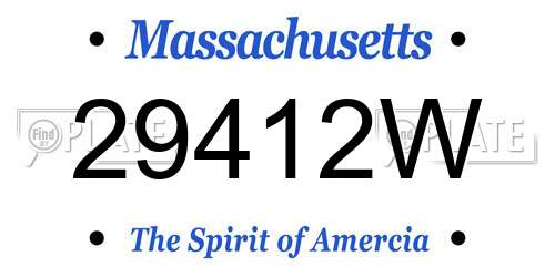 29412W Massachusetts License Plate
