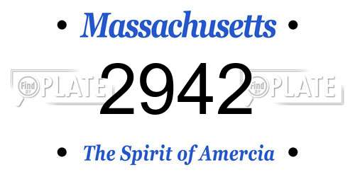 2942 Massachusetts License Plate