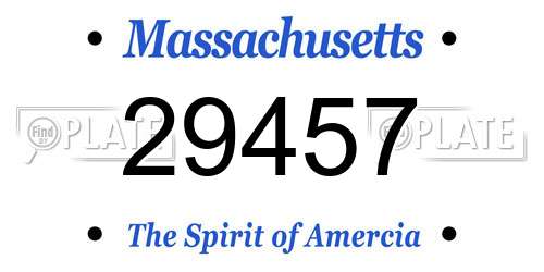 29457 Massachusetts License Plate