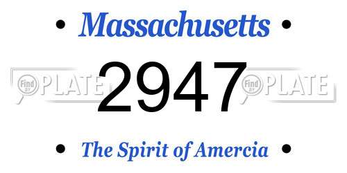 2947 Massachusetts License Plate
