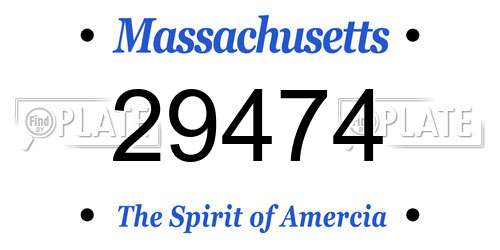 29474 Massachusetts License Plate