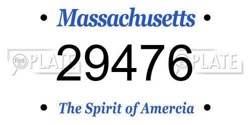 29476 Massachusetts License Plate