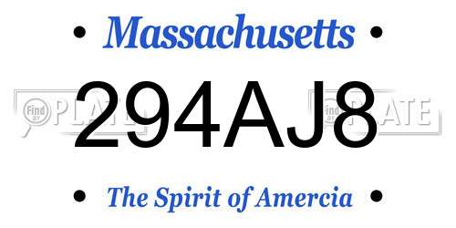 294AJ8 Massachusetts License Plate