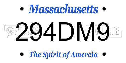 294DM9 Massachusetts License Plate