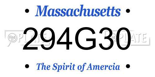 294G30 Massachusetts License Plate