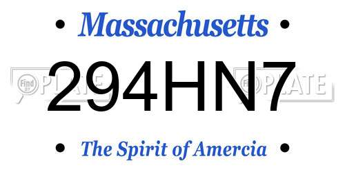 294HN7 Massachusetts License Plate
