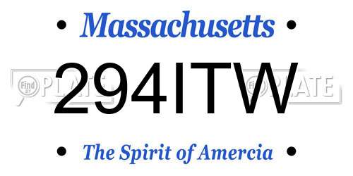 294ITW Massachusetts License Plate