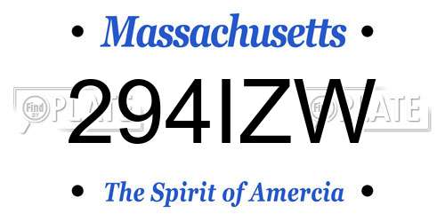 294IZW Massachusetts License Plate