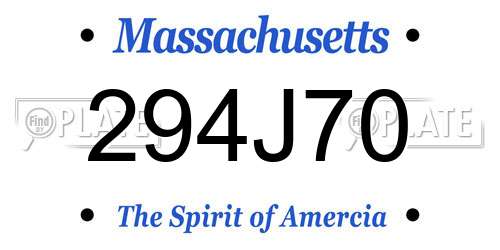 294J70 Massachusetts License Plate