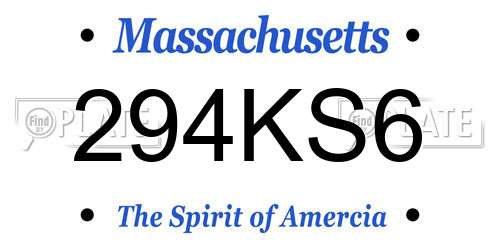 294KS6 Massachusetts License Plate