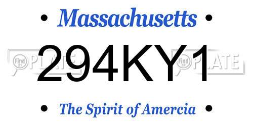 294KY1 Massachusetts License Plate