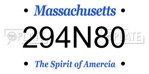 294N80 Massachusetts License Plate