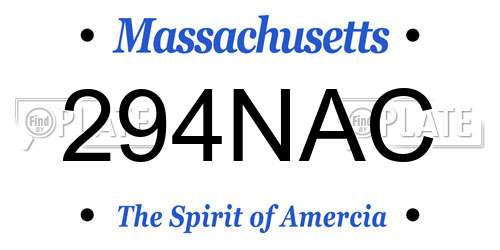 294NAC Massachusetts License Plate