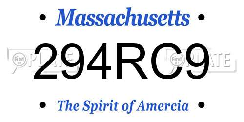 294RC9 Massachusetts License Plate