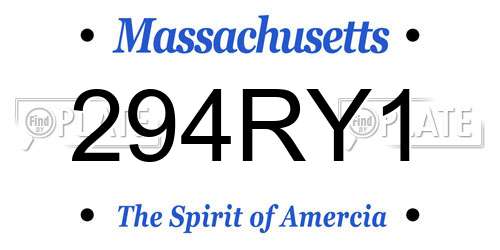 294RY1 Massachusetts License Plate
