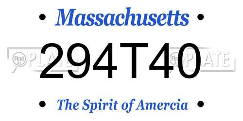 294T40 Massachusetts License Plate